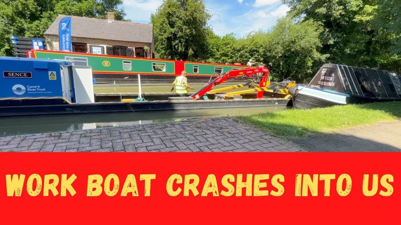 Work boat Crashes into us | Watford Staircase Locks | Narrowboat Canal Life | New Electric Bike