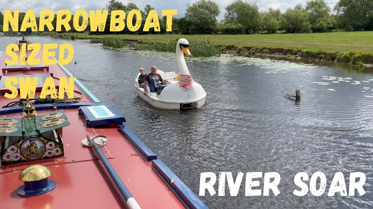 Big Birds & Breasted Pair of Narrowboats Cruise the River Soar,Barrow upon Soar to Birstall