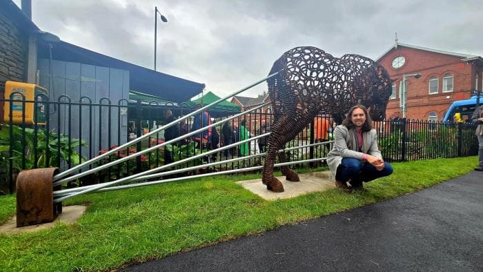 Horse made out of horseshoes on Swansea Canal