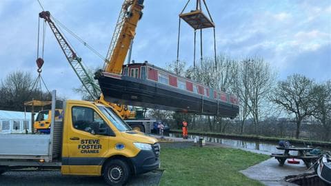 Boats stranded by canal collapse lifted clear